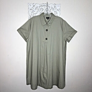 Target WHO WHAT WEAR XL Cotton DRESS Pullover Short Sleeves Pleated Front GREEN